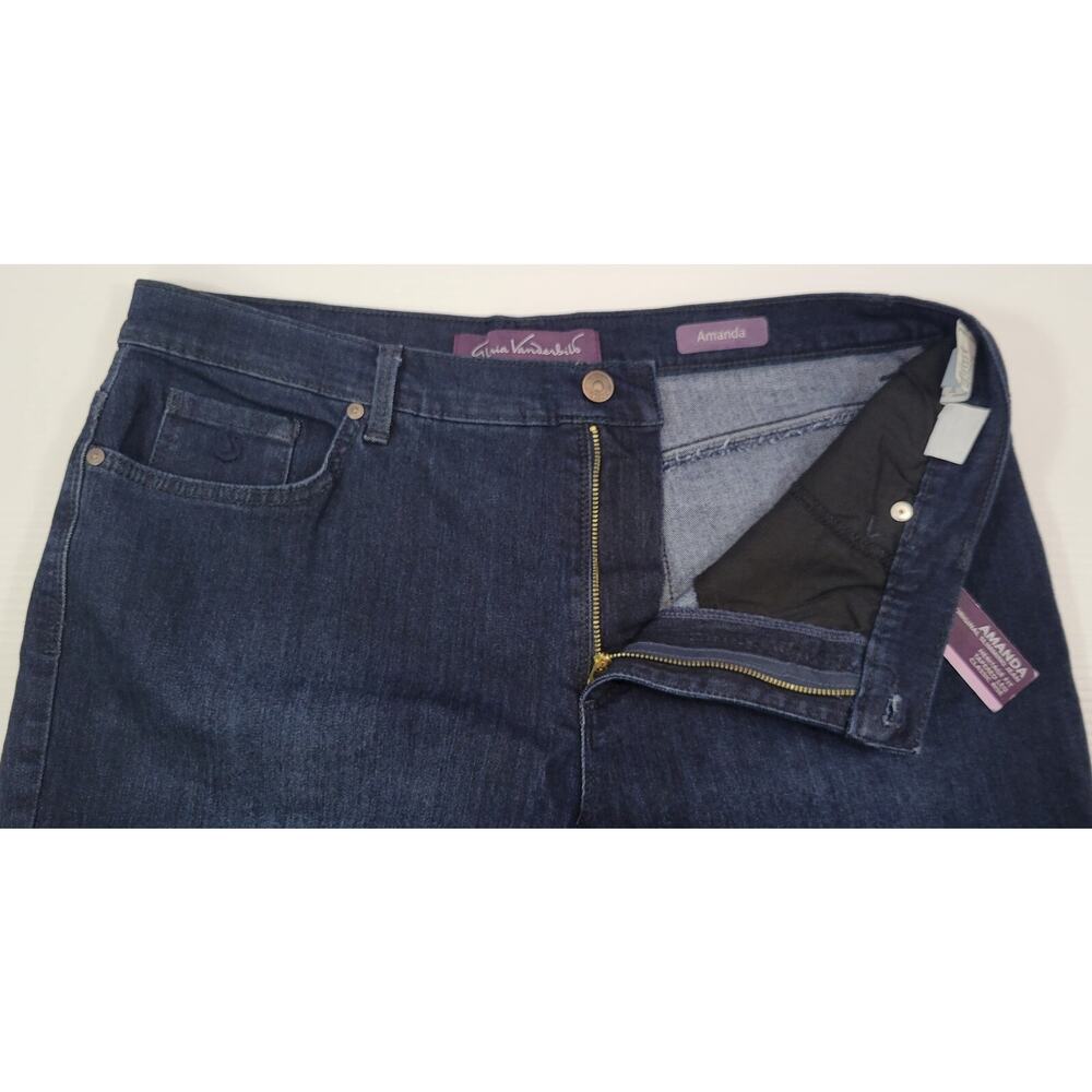 L32) Women's Gloria Vanderbilt Amanda Blue Slimming Jeans Pants Size 16 Short - Picture 10 of 14